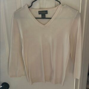 Brooks Brothers Cream V-Neck Sweater